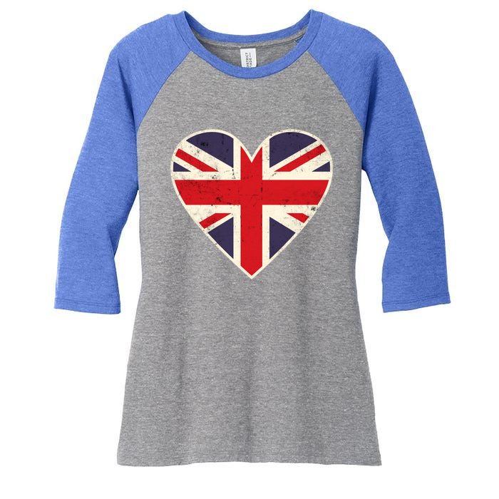 Heart Shaped British Union Jack Flag Cool Gift Women's Tri-Blend 3/4-Sleeve Raglan Shirt