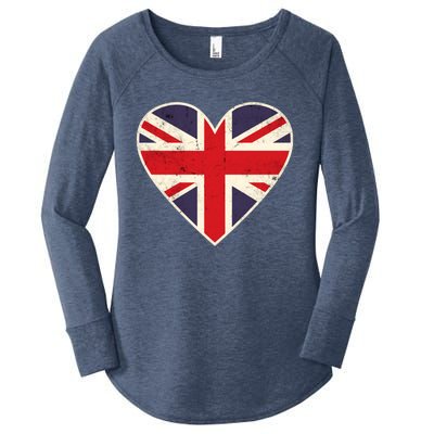 Heart Shaped British Union Jack Flag Cool Gift Women's Perfect Tri Tunic Long Sleeve Shirt