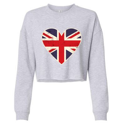 Heart Shaped British Union Jack Flag Cool Gift Cropped Pullover Crew