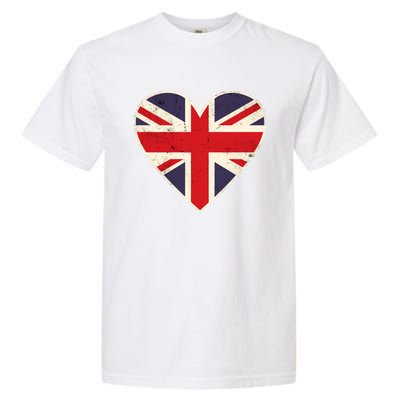 Heart Shaped British Union Jack Flag Cool Gift Garment-Dyed Heavyweight T-Shirt