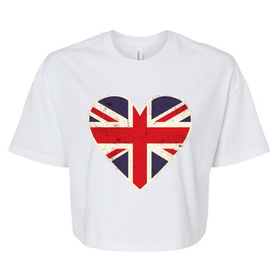 Heart Shaped British Union Jack Flag Cool Gift Bella+Canvas Jersey Crop Tee