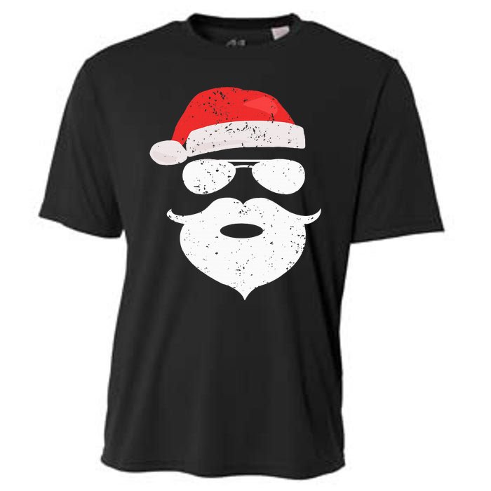 Hilarious Santa Beard Shades and Festive Red Hat for Christmas Cooling Performance Crew T-Shirt