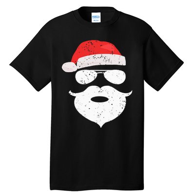 Hilarious Santa Beard Shades and Festive Red Hat for Christmas Tall T-Shirt