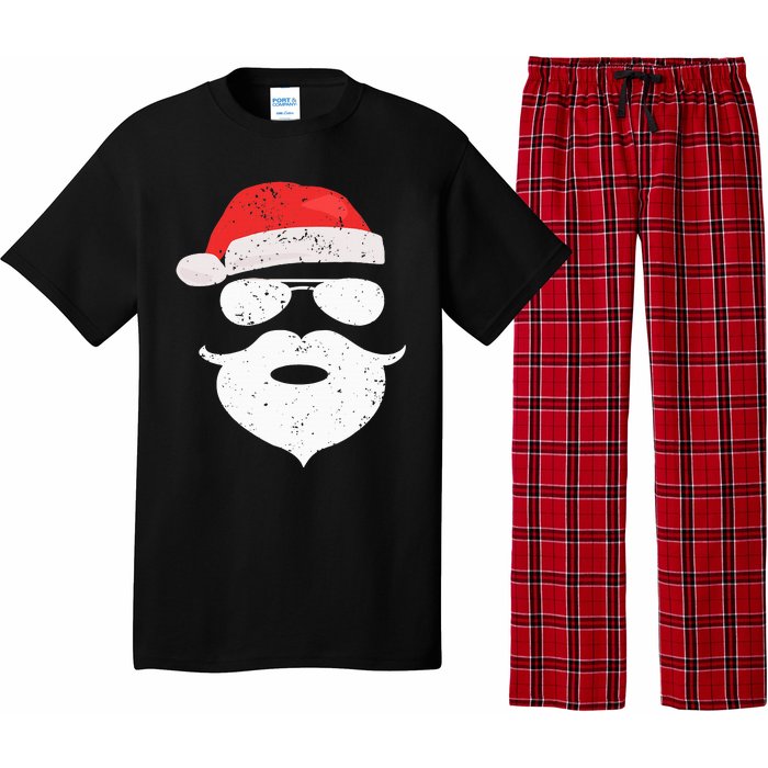 Hilarious Santa Beard Shades and Festive Red Hat for Christmas Pajama Set