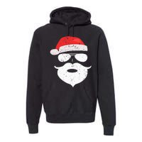 Hilarious Santa Beard Shades and Festive Red Hat for Christmas Premium Hoodie