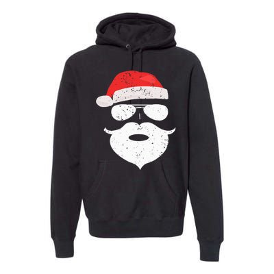 Hilarious Santa Beard Shades and Festive Red Hat for Christmas Premium Hoodie