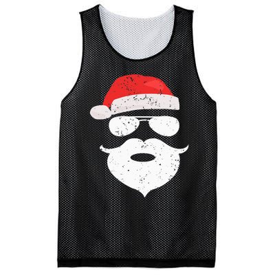 Hilarious Santa Beard Shades and Festive Red Hat for Christmas Mesh Reversible Basketball Jersey Tank