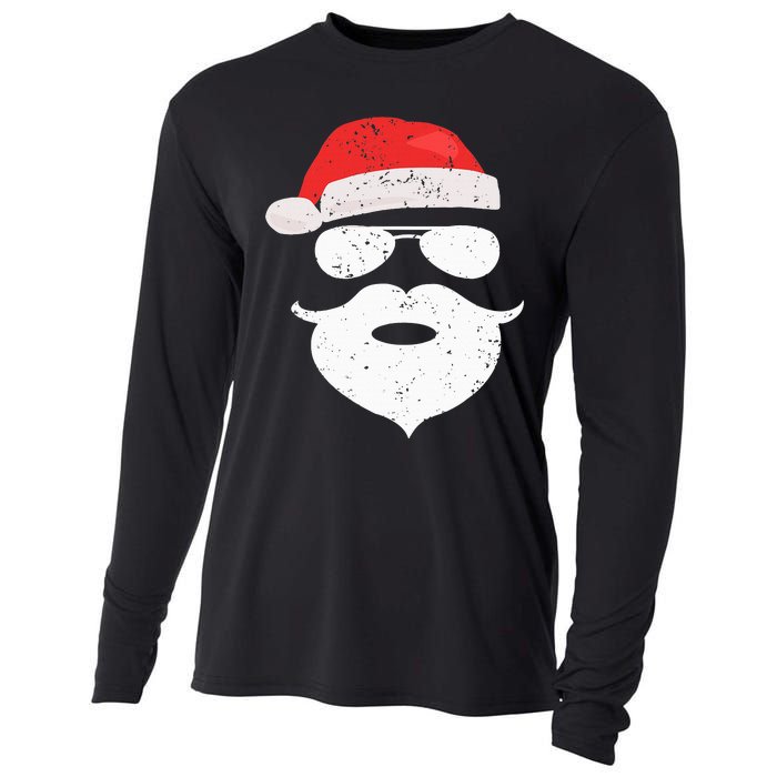 Hilarious Santa Beard Shades and Festive Red Hat for Christmas Cooling Performance Long Sleeve Crew