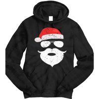 Hilarious Santa Beard Shades and Festive Red Hat for Christmas Tie Dye Hoodie