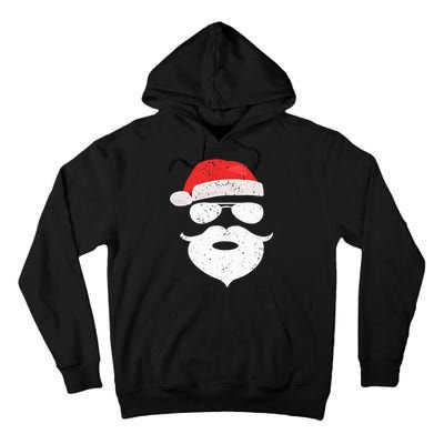 Hilarious Santa Beard Shades and Festive Red Hat for Christmas Tall Hoodie