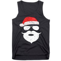 Hilarious Santa Beard Shades and Festive Red Hat for Christmas Tank Top