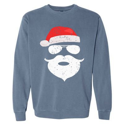 Hilarious Santa Beard Shades and Festive Red Hat for Christmas Garment-Dyed Sweatshirt