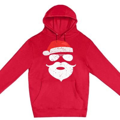 Hilarious Santa Beard Shades and Festive Red Hat for Christmas Premium Pullover Hoodie