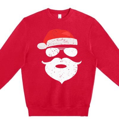 Hilarious Santa Beard Shades and Festive Red Hat for Christmas Premium Crewneck Sweatshirt