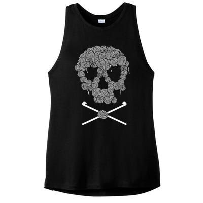 Halloweeen Skull Crochet Lovers Yarn Funny Skeleton Gift Ladies PosiCharge Tri-Blend Wicking Tank