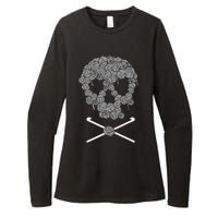 Halloweeen Skull Crochet Lovers Yarn Funny Skeleton Gift Womens CVC Long Sleeve Shirt