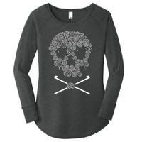 Halloweeen Skull Crochet Lovers Yarn Funny Skeleton Gift Women's Perfect Tri Tunic Long Sleeve Shirt