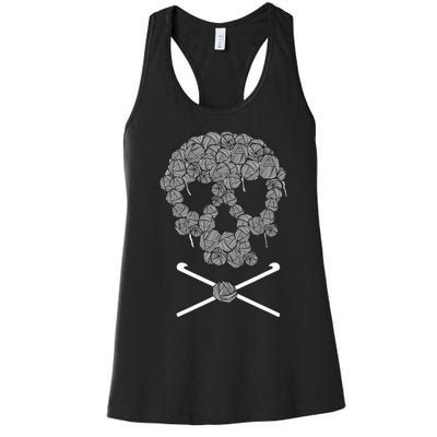 Halloweeen Skull Crochet Lovers Yarn Funny Skeleton Gift Women's Racerback Tank