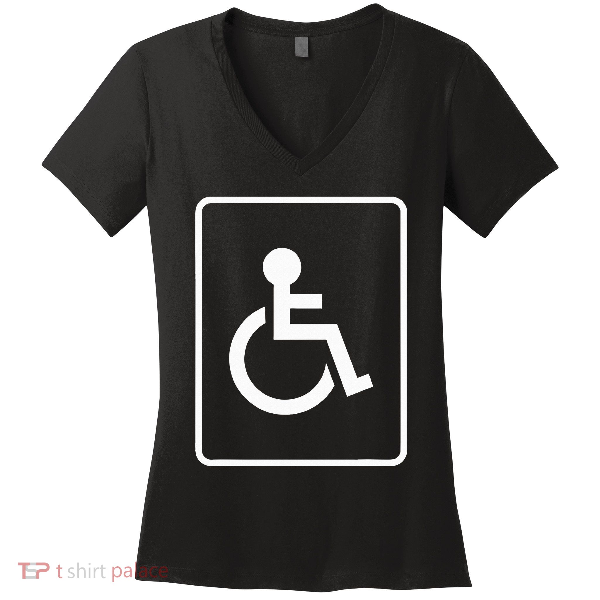 Handicap Symbol Classic Blue And White Handicap Sign Women's V-Neck T-Shirt
