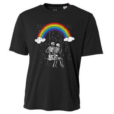 Halloween Skeletons Couple Rainbow Swing Costume Cooling Performance Crew T-Shirt