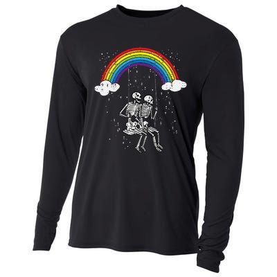 Halloween Skeletons Couple Rainbow Swing Costume Cooling Performance Long Sleeve Crew