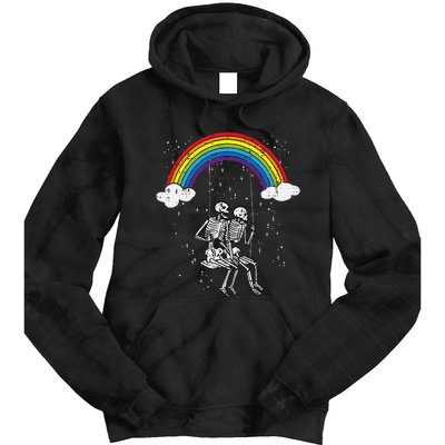 Halloween Skeletons Couple Rainbow Swing Costume Tie Dye Hoodie