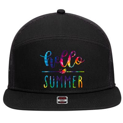 Hello Summer Colorful Rainbow 7 Panel Mesh Trucker Snapback Hat