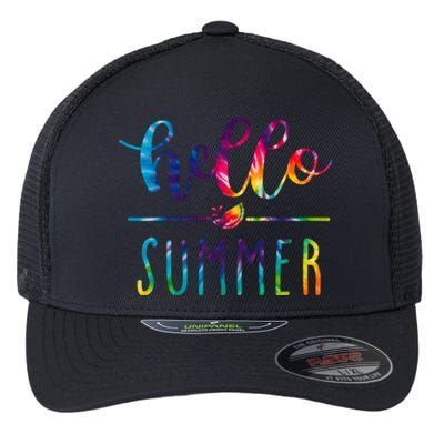 Hello Summer Colorful Rainbow Flexfit Unipanel Trucker Cap