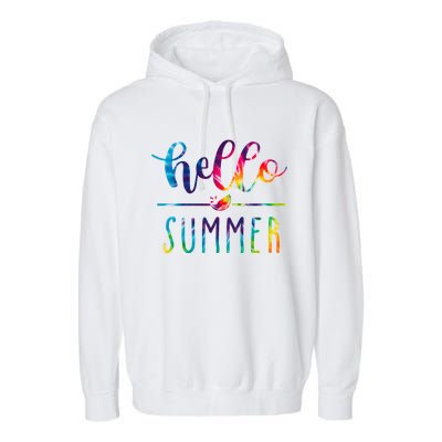 Hello Summer Colorful Rainbow Garment-Dyed Fleece Hoodie
