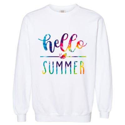 Hello Summer Colorful Rainbow Garment-Dyed Sweatshirt