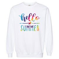 Hello Summer Colorful Rainbow Garment-Dyed Sweatshirt