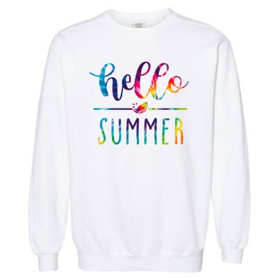 Hello Summer Colorful Rainbow Garment-Dyed Sweatshirt