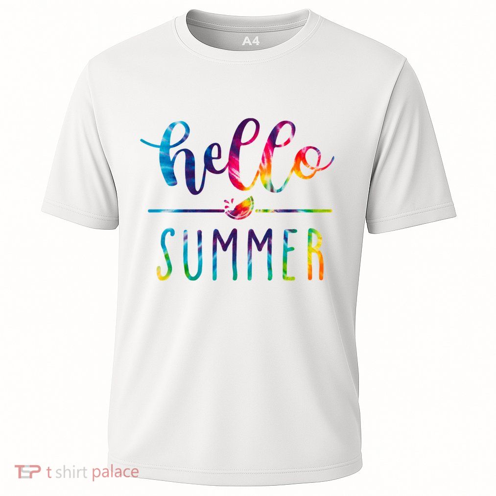 Hello Summer Colorful Rainbow Cooling Performance Crew T-Shirt