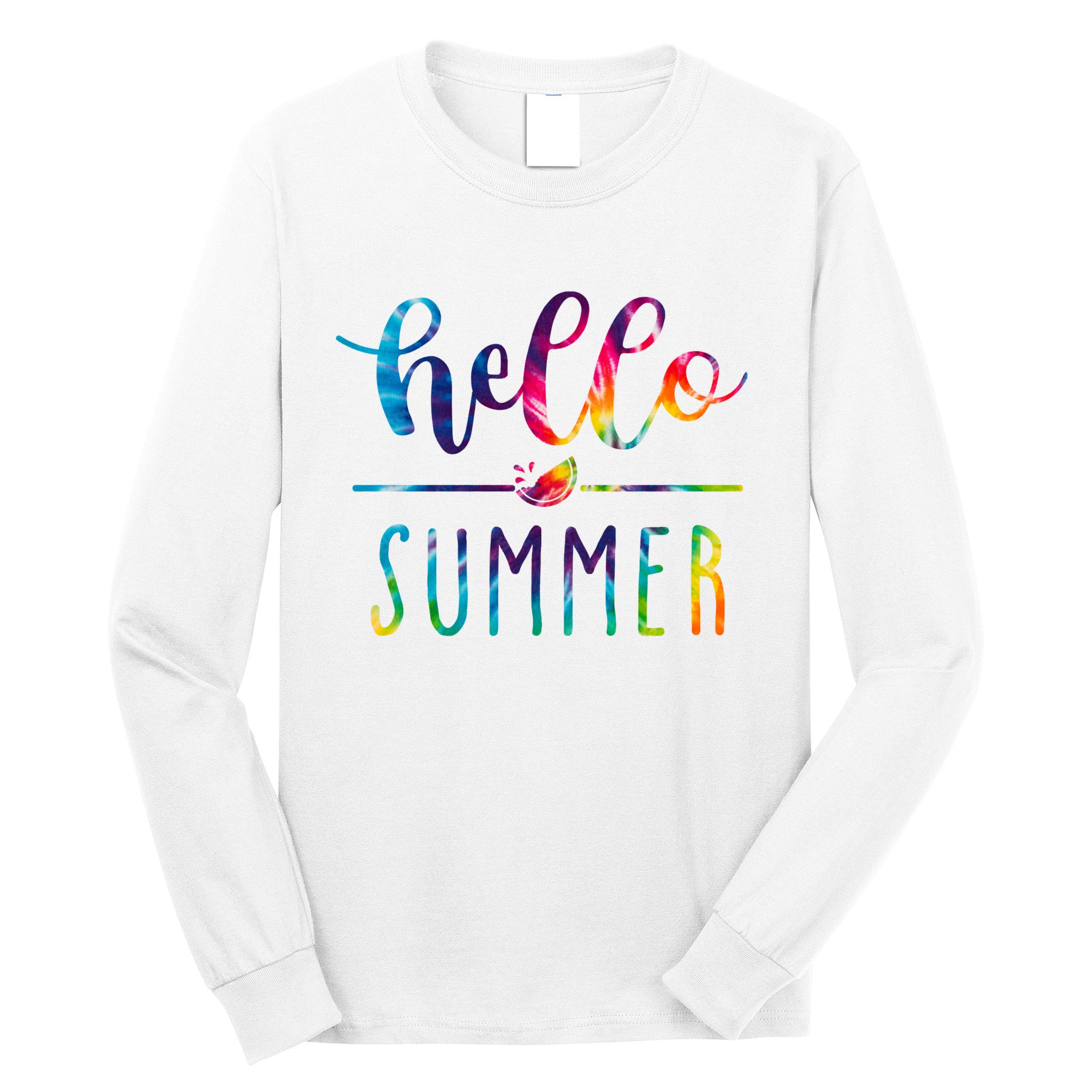 Hello Summer Colorful Rainbow Long Sleeve Shirt