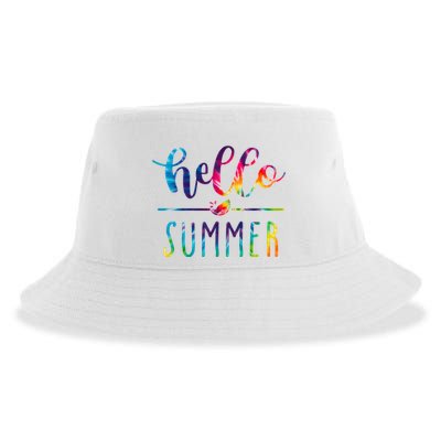 Hello Summer Colorful Rainbow Sustainable Bucket Hat