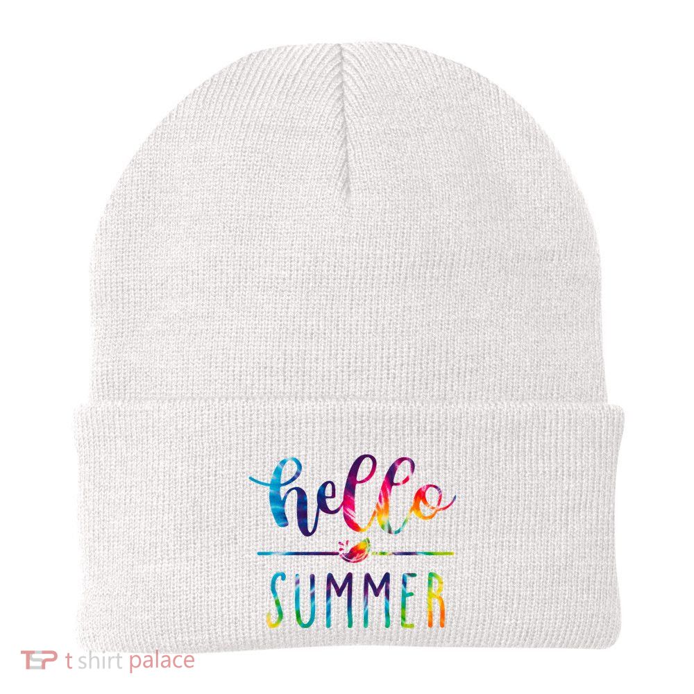 Hello Summer Colorful Rainbow Beanie