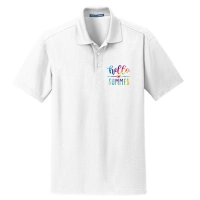 Hello Summer Colorful Rainbow Dry Zone Grid Polo