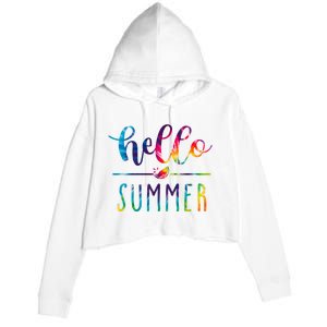 Hello Summer Colorful Rainbow Crop Fleece Hoodie