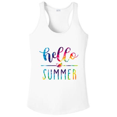 Hello Summer Colorful Rainbow Ladies PosiCharge Competitor Racerback Tank