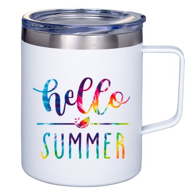 Hello Summer Colorful Rainbow 12oz Stainless Steel Coffee Mug