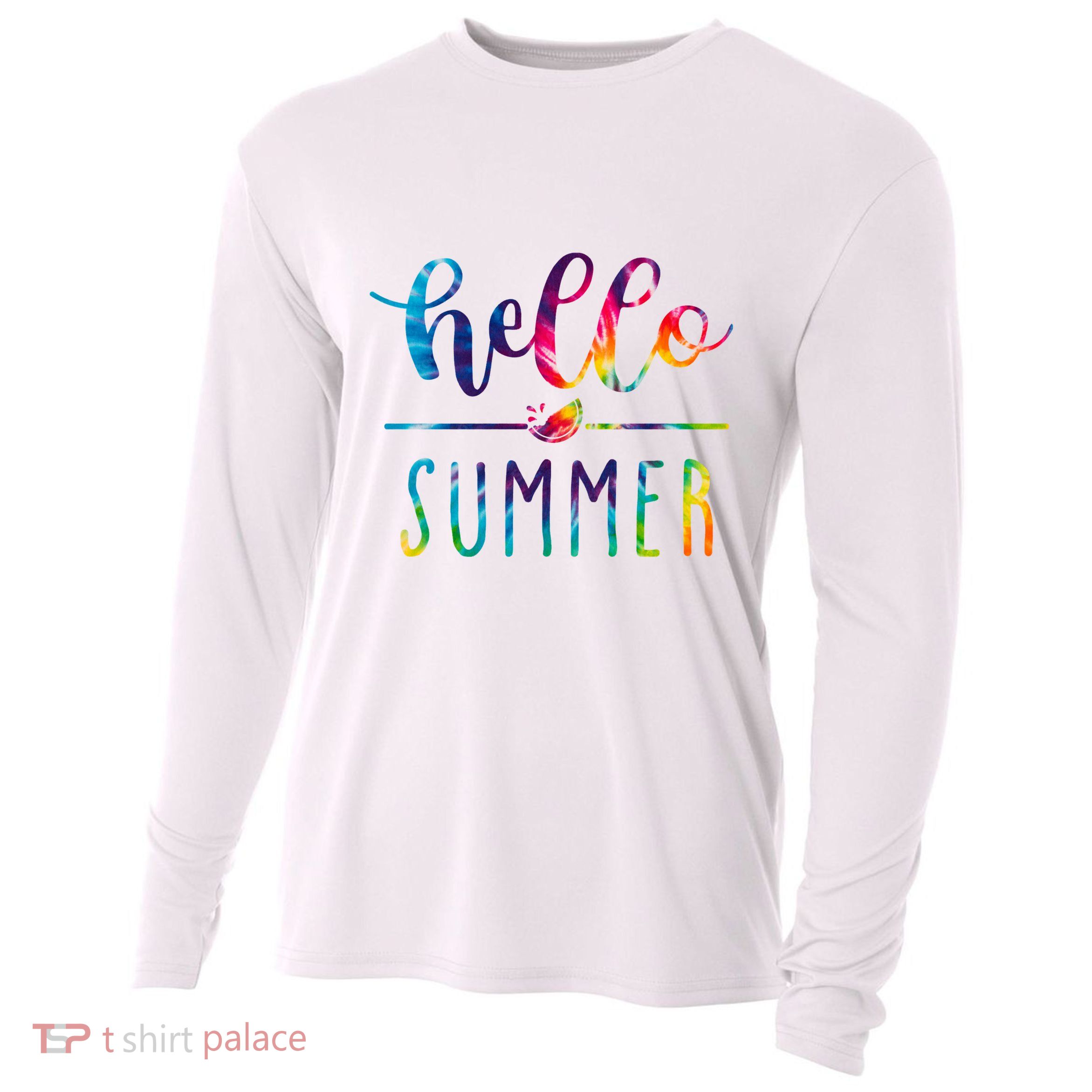 Hello Summer Colorful Rainbow Cooling Performance Long Sleeve Crew