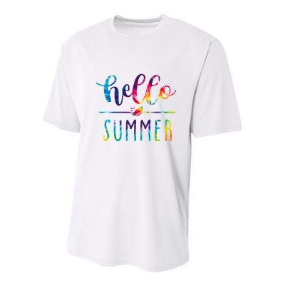 Hello Summer Colorful Rainbow Youth Performance Sprint T-Shirt