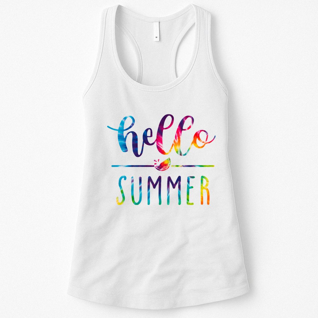 Hello Summer Colorful Rainbow Womens Tank Top