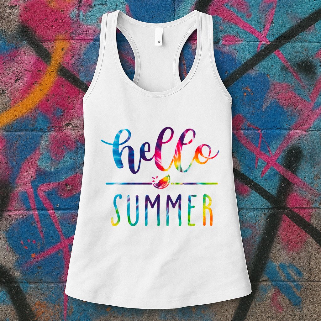 Hello Summer Colorful Rainbow Womens Tank Top