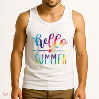 Hello Summer Colorful Rainbow Tank Top