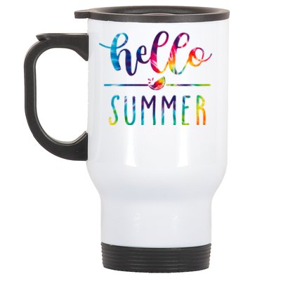 Hello Summer Colorful Rainbow Stainless Steel Travel Mug