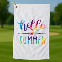 Hello Summer Colorful Rainbow Golf Towel