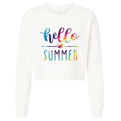 Hello Summer Colorful Rainbow Cropped Pullover Crew