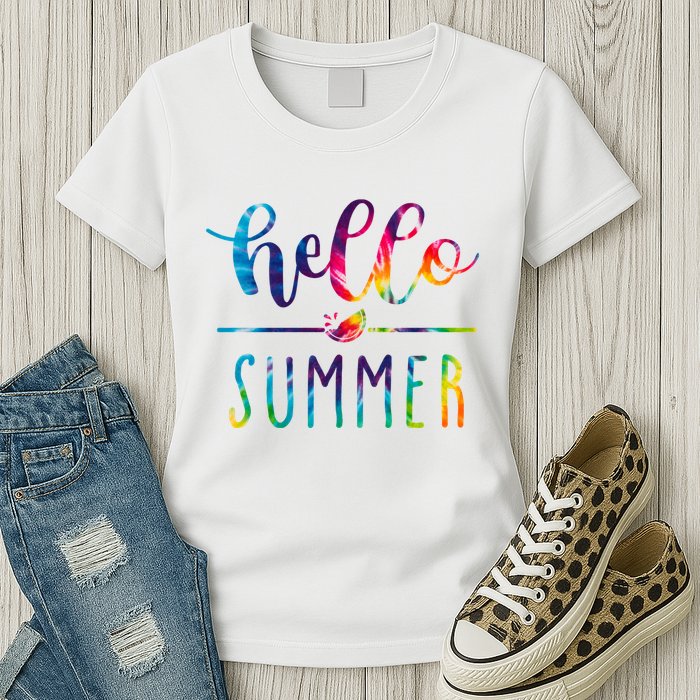 Hello Summer Colorful Rainbow Womens T-Shirt