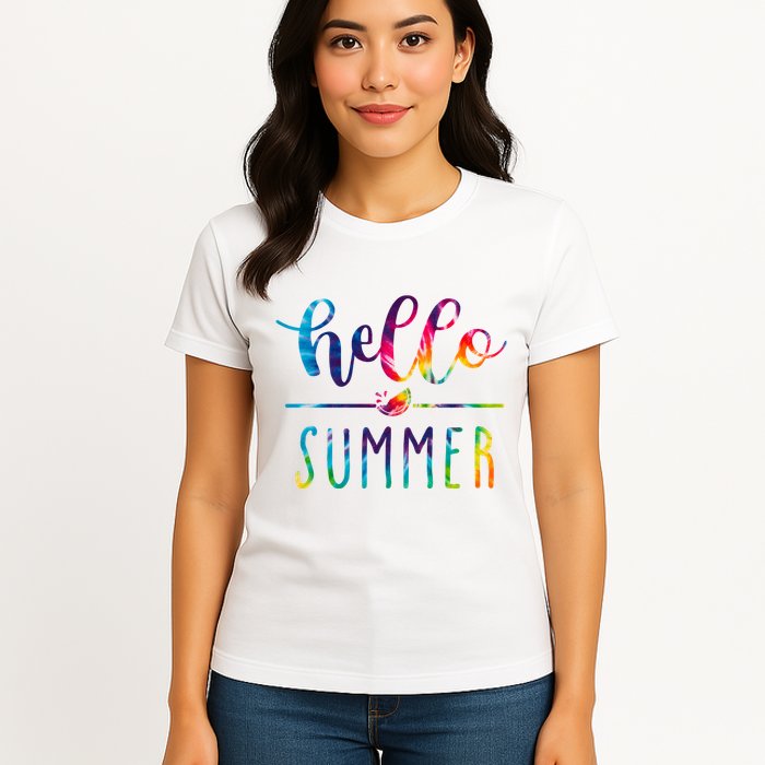 Hello Summer Colorful Rainbow Womens T-Shirt